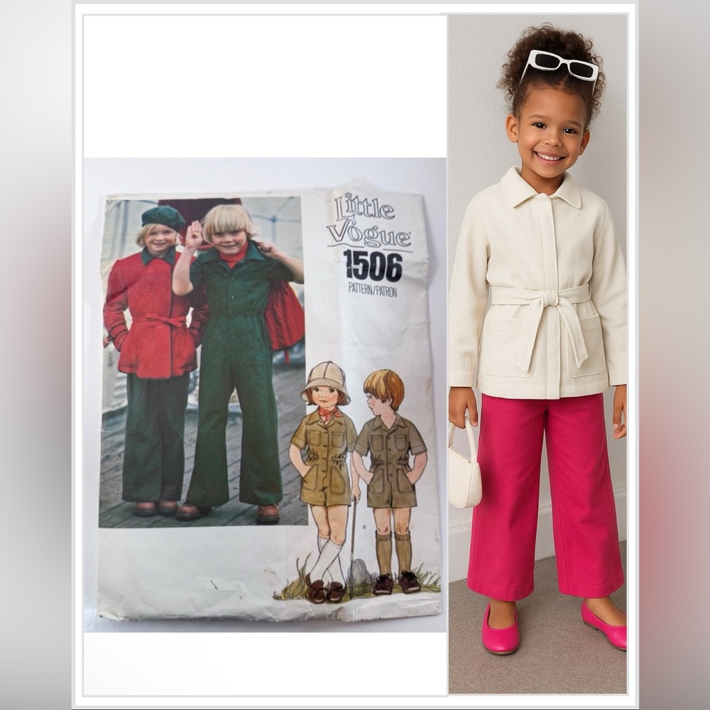 3/$20 Little Vogue 1506 Vintage Children’s Jumpsuit & Jacket Sewing Pattern